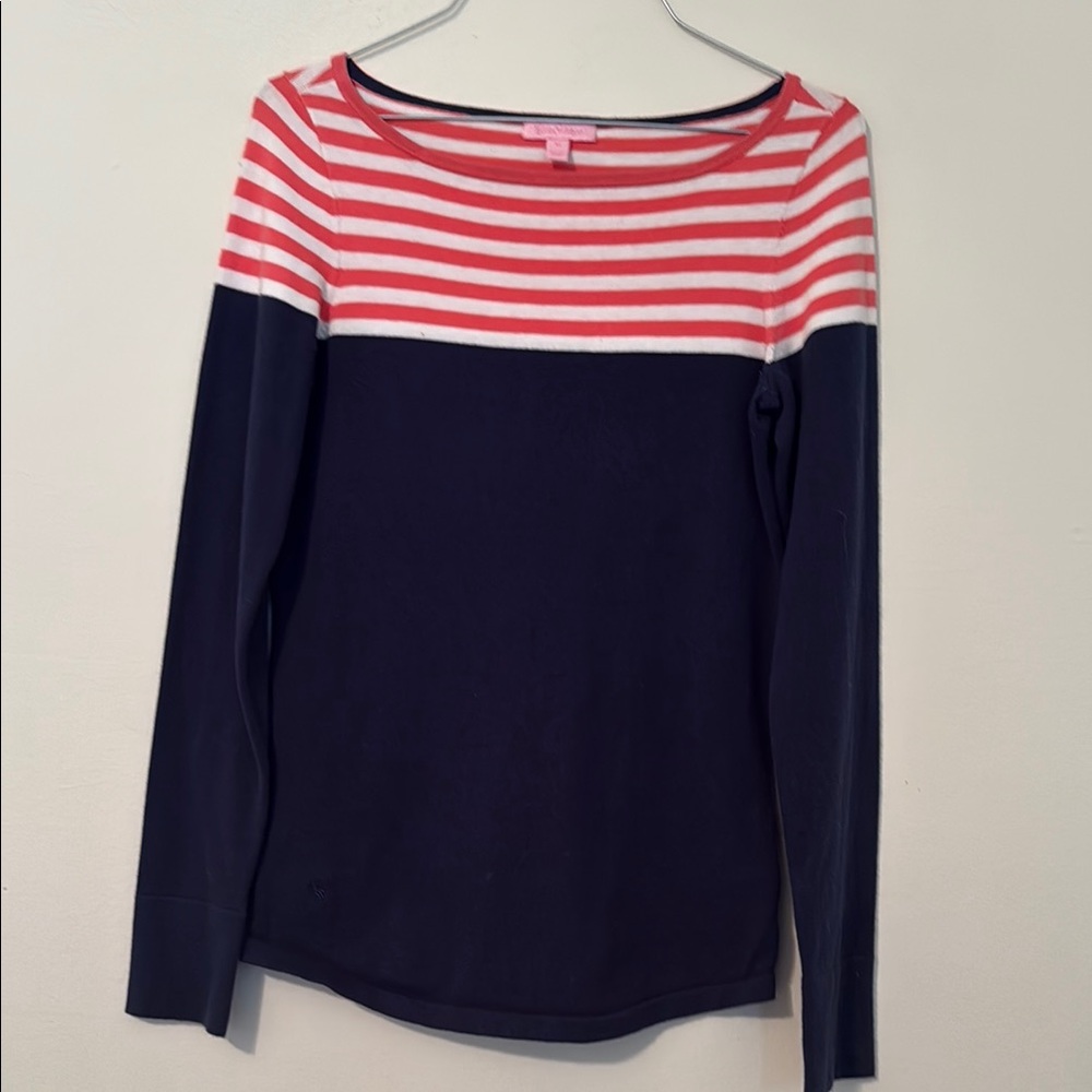 Striped Navy and Pink Women's Top